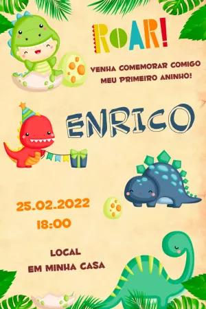 Convite de Aniversário Dinossauro Fofo para Editar Online