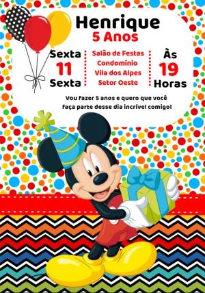 Convite de Aniversário Mickey Mouse para Editar Online