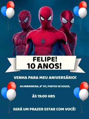 Convite de Aniversário Homem-Aranha para Editar Online