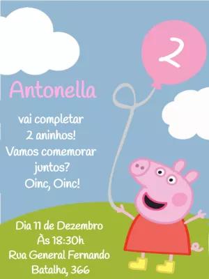 Convite de Aniversário Peppa Pig Editável Online