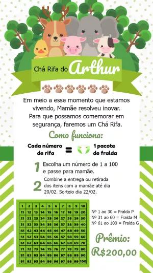 Convite Chá Rifa Safari Baby com Animais para Editar Online