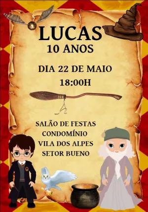 Convite de Aniversário Harry Potter com Personagens para Editar