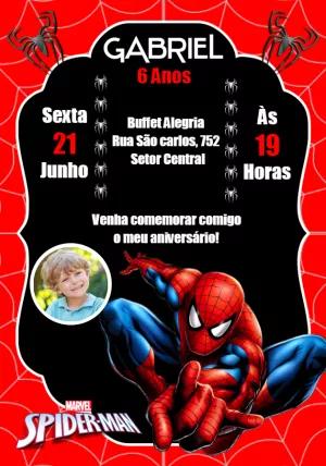 Convite de Aniversário Homem Aranha para Editar Online com Foto