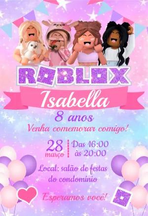 Convite de Aniversário Roblox Menina para Editar Online