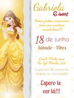 Convite Aniversário A Bela e a Fera para Editar Online