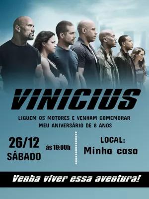 Convite de Aniversário Velozes e Furiosos para Editar Online