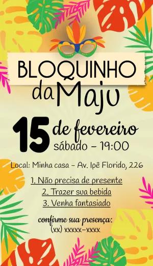 Convite de Carnaval Bloquinho Tropical para Editar Online