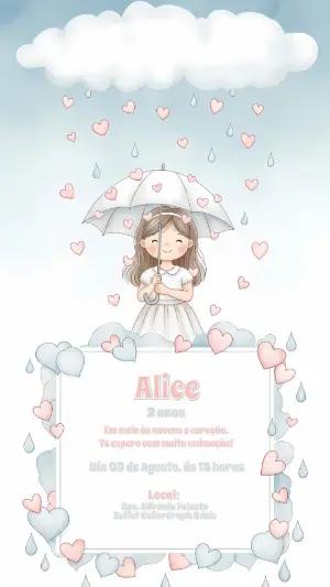 Convite Aniversário Chuva de Amor Menina para Editar Online