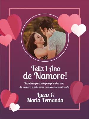 Cartão de Aniversário de Namoro com Foto para Editar Online