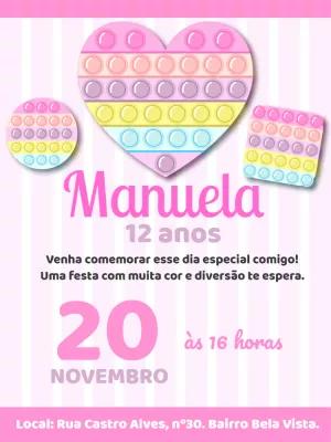 Convite de Aniversário Pop It Fidget Toys para Editar Online