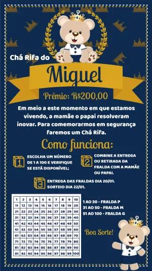 Convite Chá Rifa Ursinho Príncipe para Editar Online