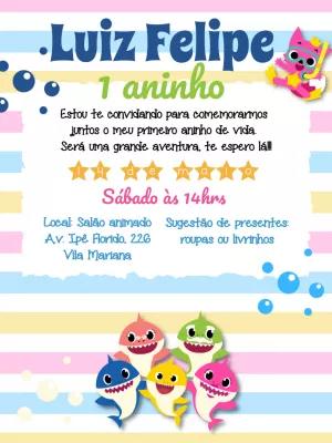 Convite Aniversário Baby Shark para Editar Online