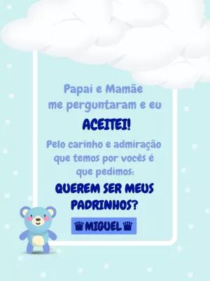 Pedido para Padrinhos de Batismo Ursinho para Editar Online