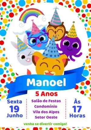 Convite de Aniversário Bolofofos para Editar Online