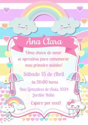 Convite Aniversário Chuva de Amor para Editar Online