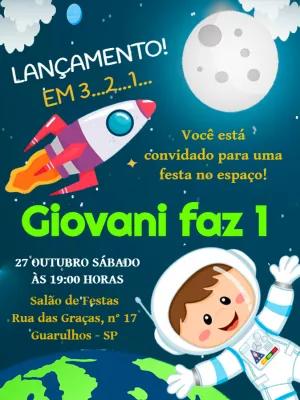 Convite de Aniversário Astronauta para Editar Online e Imprimir