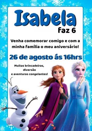 Convite Aniversário Frozen 2 com Personagens para Editar Online