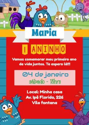 Convite de Aniversário Galinha Pintadinha para Editar Online