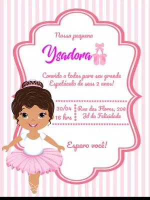 Convite Aniversário Bailarina Morena Editável Online