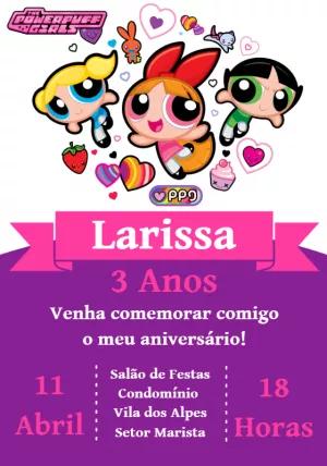 Convite de Aniversário Meninas Super Poderosas para Editar