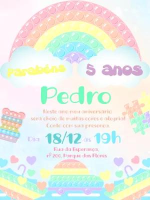 Convite Aniversário Pop It Fidget Toys para Editar Online