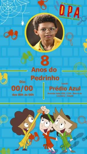 Convite Aniversário Detetives do Prédio Azul com Foto para Editar