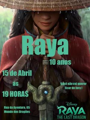Convite de Aniversário Raya e o Último Dragão para Editar Online