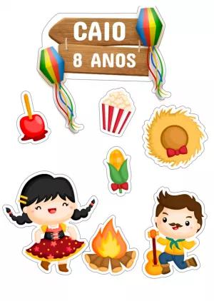 Topo de Bolo Festa Junina com Elementos para Editar Online