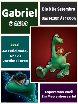 Convite de Aniversário O Bom Dinossauro para Editar Online