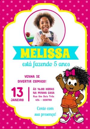 Convite Aniversário Milena Turma da Mônica com Foto para Editar