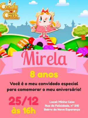 Convite de Aniversário Candy Crush para Editar Online