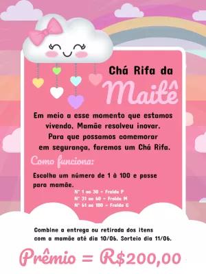 Convite Chá Rifa Chuva de Amor com Nuvem para Editar Online