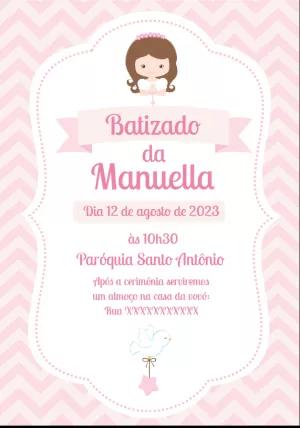 Convite de Batizado Menina Delicado para Editar Online