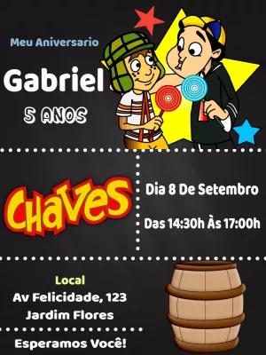 Convite de Aniversário Chaves com a Turma para Editar Online