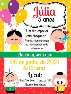 Convite de Aniversário Turma da Mônica Toy para Editar Online