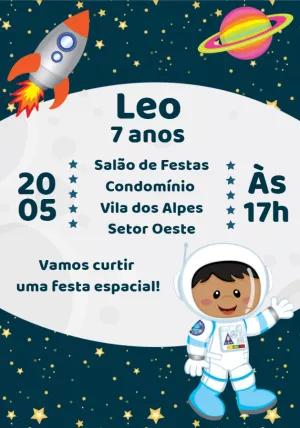 Convite de Aniversário Astronauta Menino para Editar Online