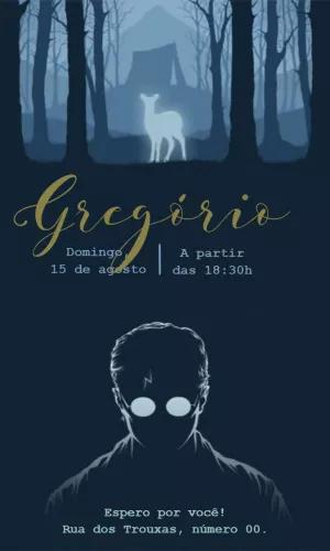Convite Aniversário Harry Potter com Patrono para Editar Online
