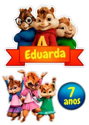 Topo de Bolo Alvin e os Esquilos para Editar e Imprimir