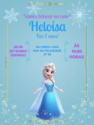 Convite de Aniversário Frozen com Elsa para Editar Online