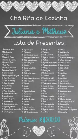 Chá Rifa de Cozinha Quadro Negro para Editar Online
