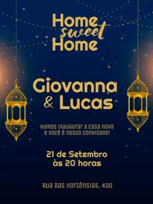Convite de Casa Nova Estrelado com Lanternas para Editar