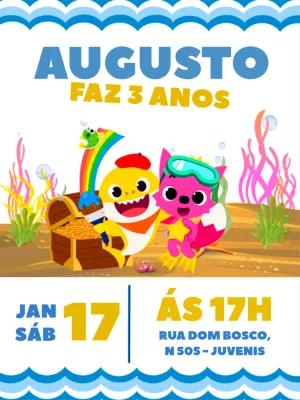 Convite Aniversário Baby Shark para Editar Online