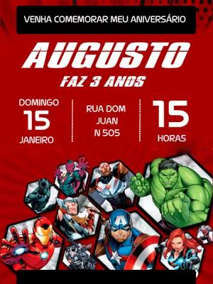 Convite Aniversário Vingadores com Heróis para Editar Online