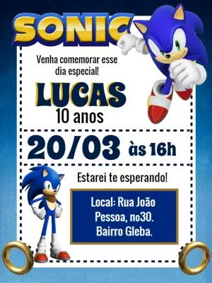 Convite de Aniversário Sonic com Personagens para Editar Online