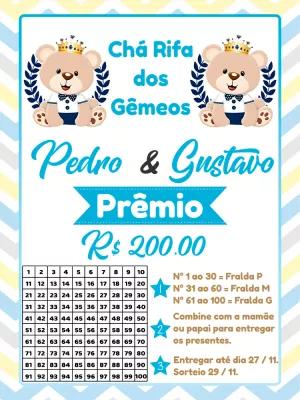 Chá Rifa Gêmeos Ursinho Príncipe para Editar Online
