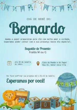 Convite Chá de Bebê Safari Menino para Editar Online
