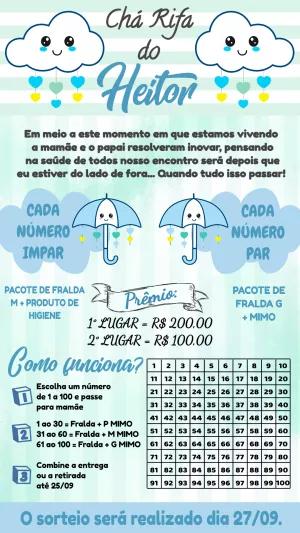 Chá Rifa Chuva de Amor com Nuvens Fofas para Editar Online
