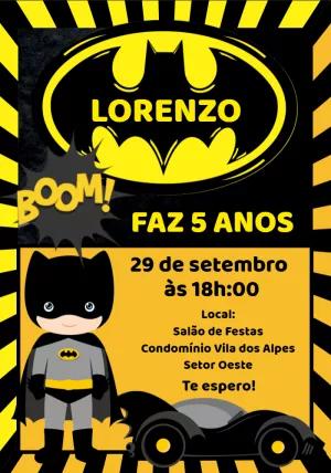 Convite Aniversário Batman Cute para Editar Online
