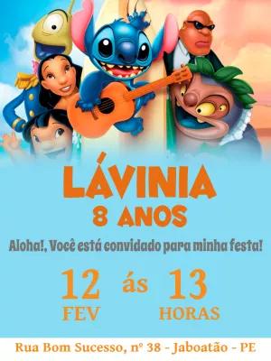 Convite de Aniversário Lilo e Stitch para Editar Online