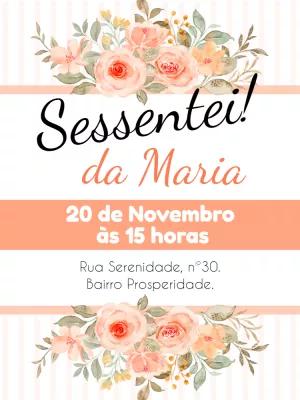 Convite de Aniversário Adulto Floral para Editar Online